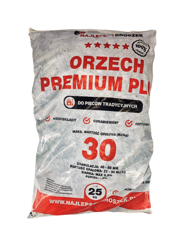 Węgiel orzech PREMIUM PLUS do pieców tradycyjnych 27-30MJ/kg