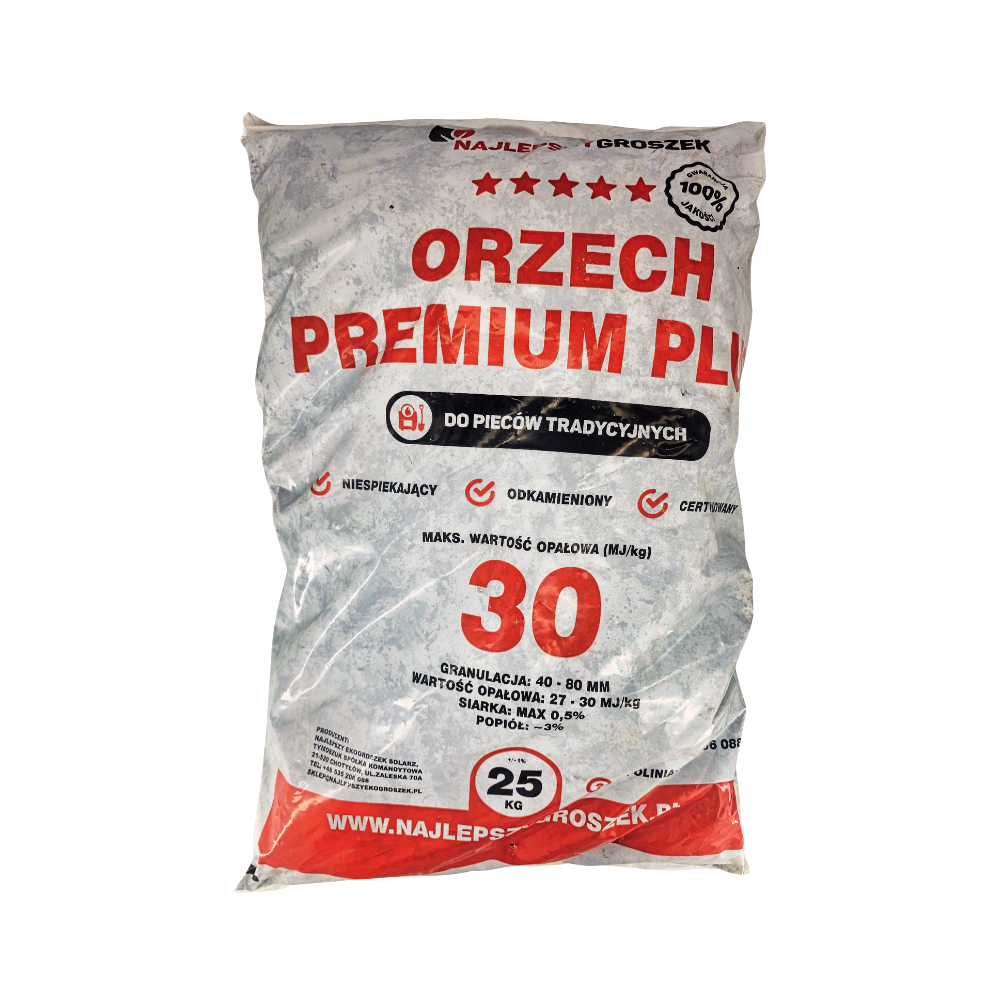 Węgiel orzech PREMIUM PLUS do pieców tradycyjnych 27-30MJ/kg